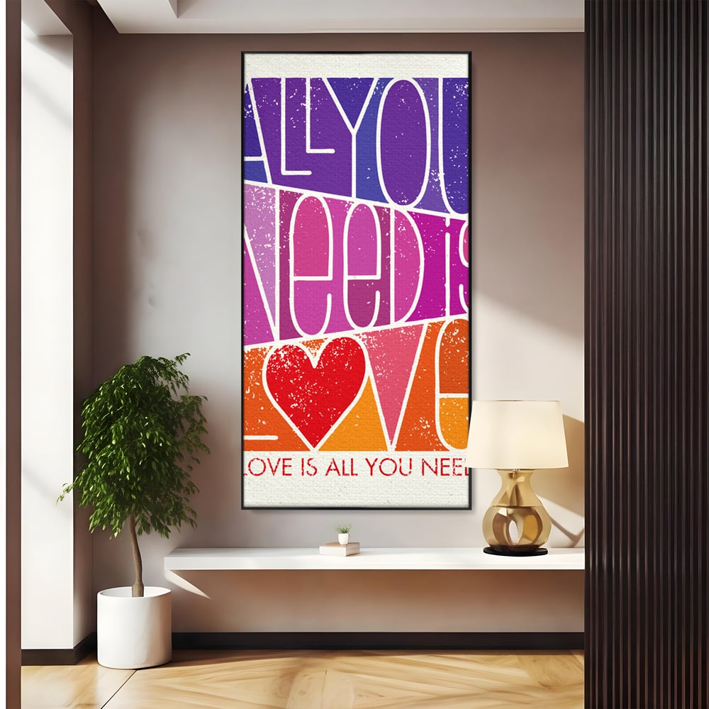 Tablou canvas cu tablou canvas motivational cu text colorat, in rama de aluminiu negru